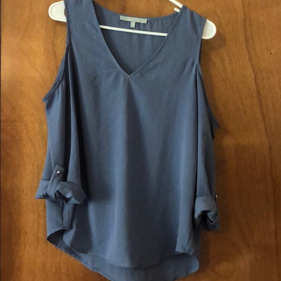 Blue Blouse with Peek-A-Boo Shoulders - Picture 1 of 2